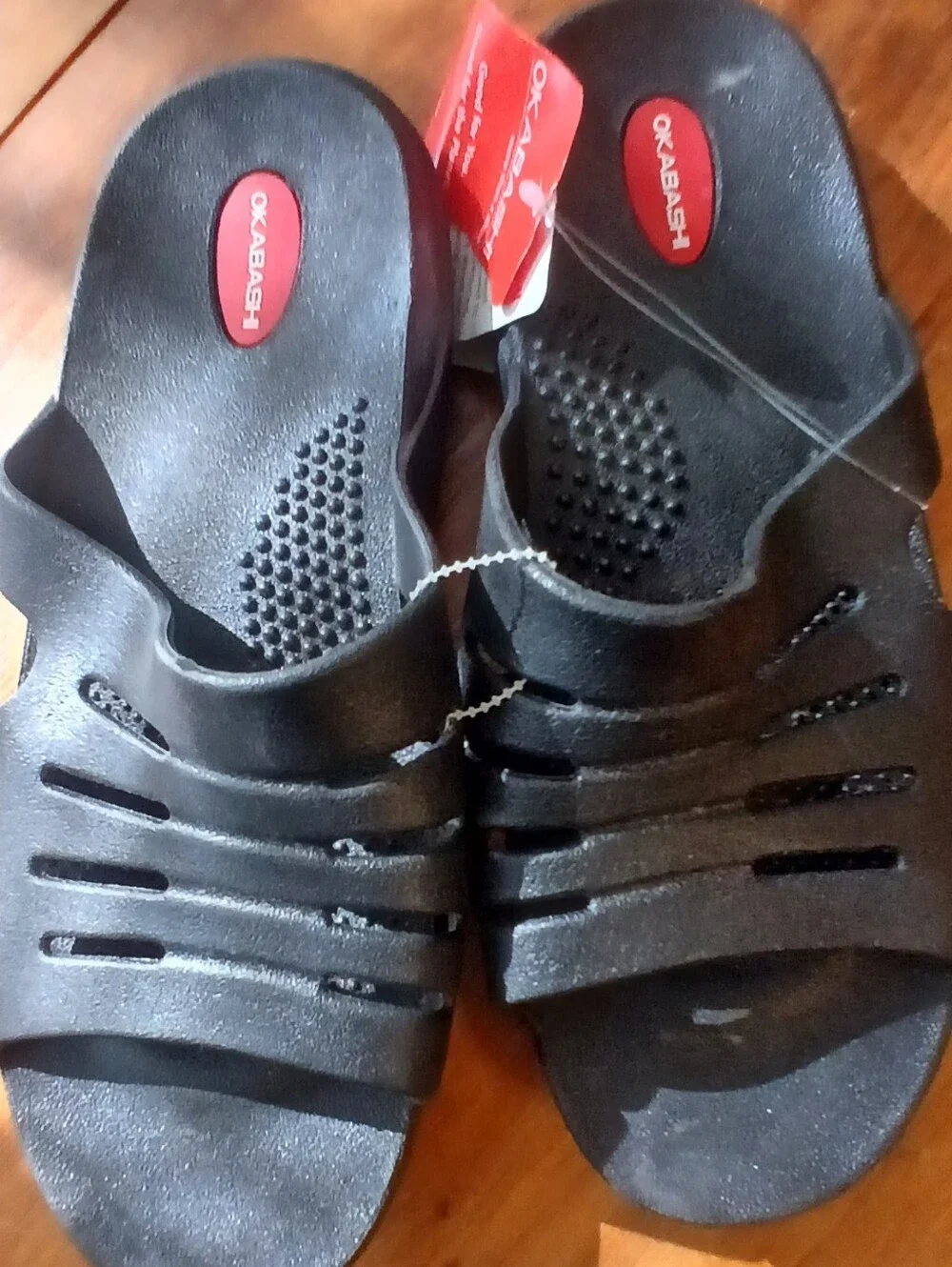 Men's Black OKABASHI Eurosport Slide Sandals.  Size LL. (9-10) NWT